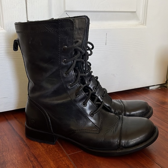 Born black leather combat boots - Picture 3 of 11